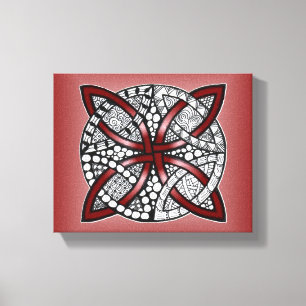 Celtic Knot Red Doodle Tekening Canvas Afdruk
