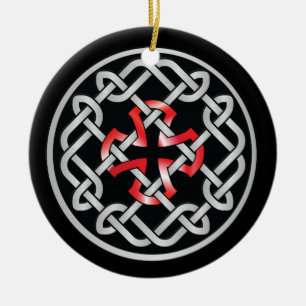 Celtic Knot Red Metallic Circle Ornament