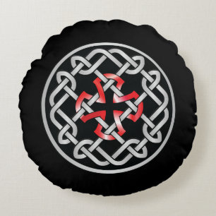Celtic Knot Red Metallic Rond Kussen