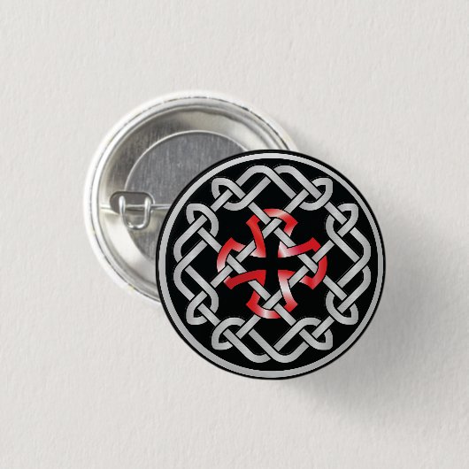 Celtic Knot Red Metallic Round Button (Voorkant /achterkant)