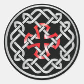 Celtic Knot Red Metallic Round Stickers (Voorkant)