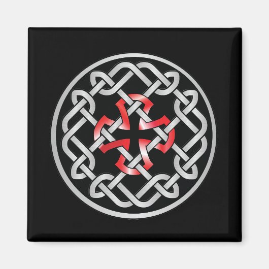 Celtic Knot Red Metallic Square Magnet Magneet (Voorkant)