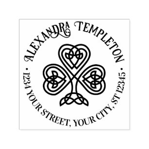 Celtic Knot Shamrock #3P Naam Retouradres Zelfinktende Stempel