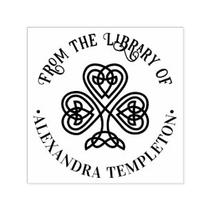 Celtic Knot Shamrock Bibliotheek Boek Naam #3P Zelfinktende Stempel