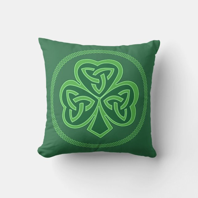Celtic Knot Shamrock Kussen (Voorkant)