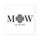 Celtic Knot Shamrock Paar 2 Init Monogram Datum Zelfinktende Stempel (Design)