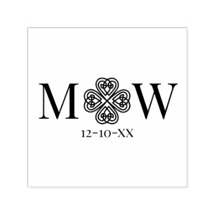Celtic Knot Shamrock Paar 2 Init Monogram Datum Zelfinktende Stempel