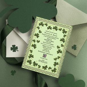 Celtic Knot Shamrock QR Code Wedding Invitation Kaart