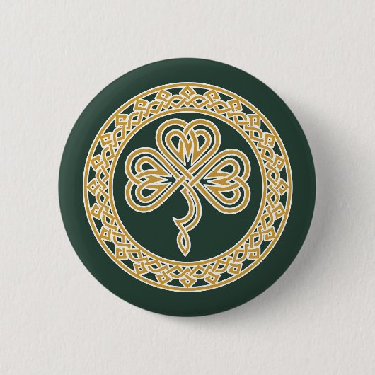 Celtic Knot Shamrock Ronde Button 5,7 Cm (Voorkant)