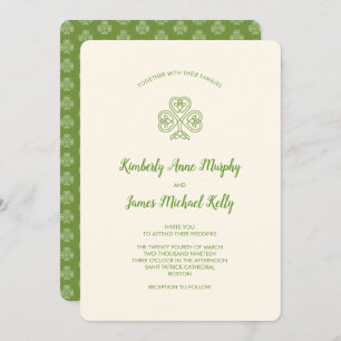 Celtic Knot Shamrock Wedding Ivory Kaart