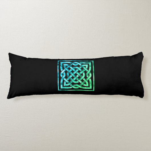 Celtic Knot - Square Blue Green Lichaamskussen (Voorkant)