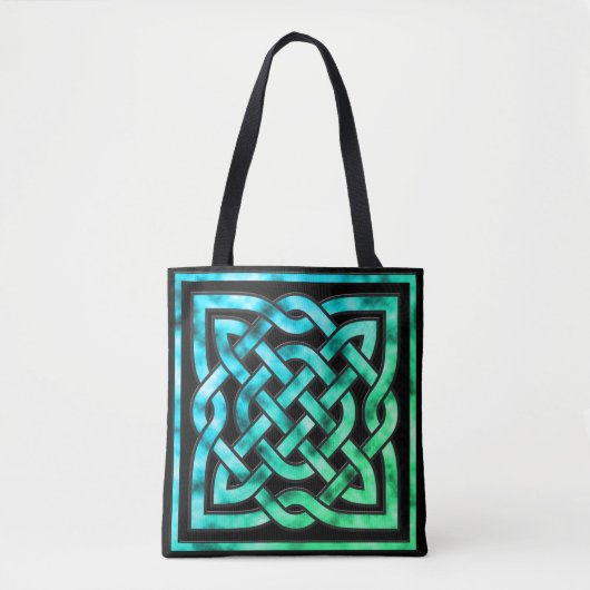 Celtic Knot - Square Border Blue Green Canvas tas (Voorkant)