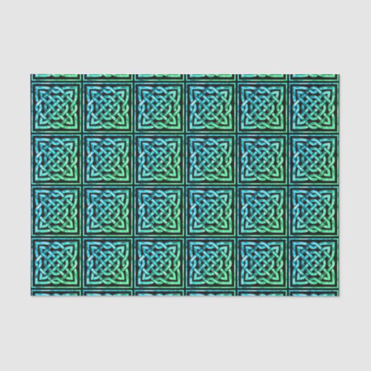 Celtic Knot - Square Tegel Blue Green Tissue Paper Tissuepapier (Voorkant)