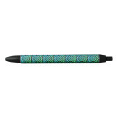Celtic Knot - Square Tegel Blue Green Zwarte Inkt Pen (Voorkant)