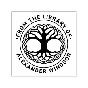 Celtic Knot Tree of Life #2F Bibliotheek Boeknaam Zelfinktende Stempel