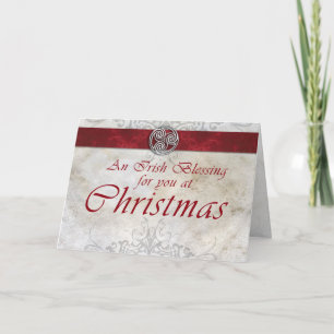 Celtic Knot Triskelion Red & Green Kerstkaart Feestdagen Kaart