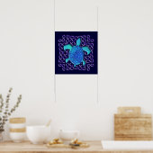 Celtic Knot Turtle (Blue) Poster (Keuken)