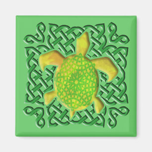 Celtic Knot Turtle (Green) Magnets Magneet