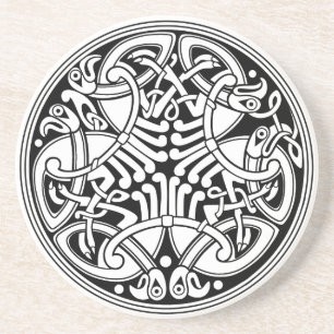 Celtic Knotwork Circle Design with Birds Zandsteen Onderzetter