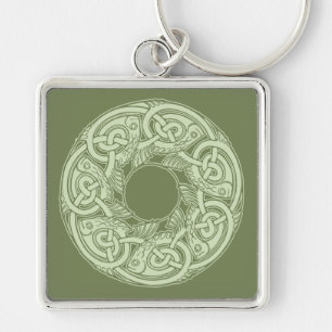 Celtic Knotwork Fish Design in Green Sleutelhanger