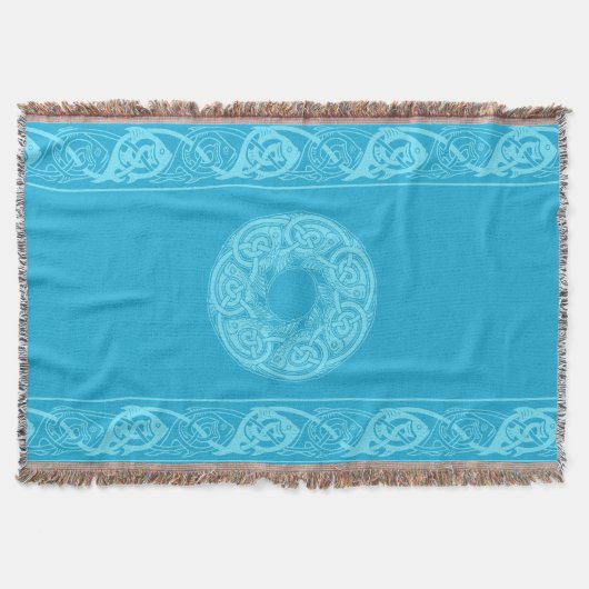 Celtic Knotwork Fish in Blue Deken (Voorkant)