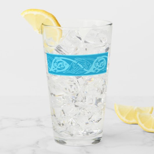 Celtic Knotwork Fish in Blue Glas (Voorkant ijs)