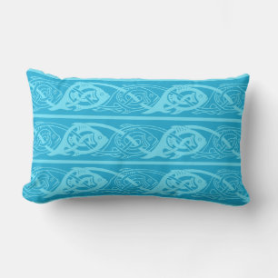 Celtic Knotwork Fish in Blue Kussen