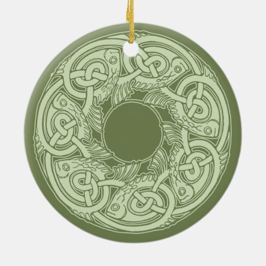 Celtic Knotwork Fish in Green Keramisch Ornament (Achterkant)
