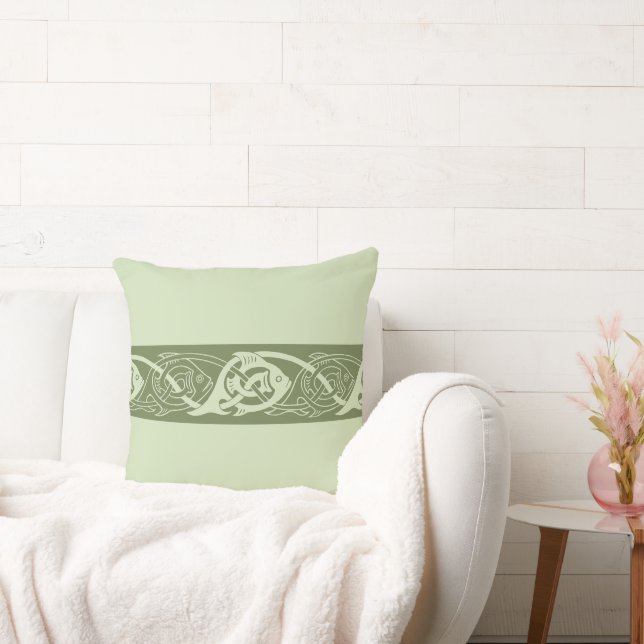 Celtic Knotwork Fish in Green Kussen (Bank)