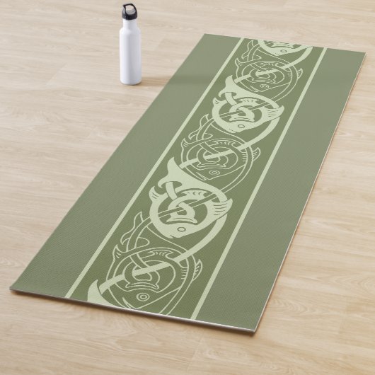 Celtic Knotwork Fish in Green Yogamat (In situ)