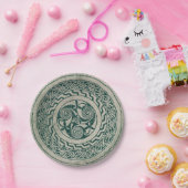 Celtic Knotwork Irish Medallion Pattern in Green Papieren Bordje (Feest)