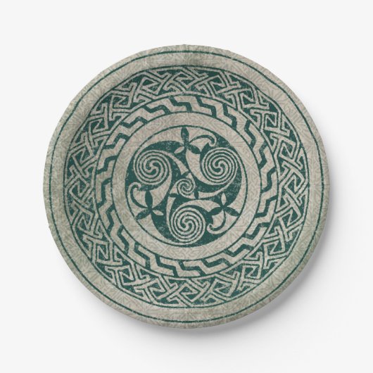 Celtic Knotwork Irish Medallion Pattern in Green Papieren Bordje (Voorkant)