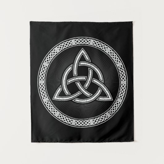 Celtic Knotwork Trinity Distress White Wandkleed (Voorkant)