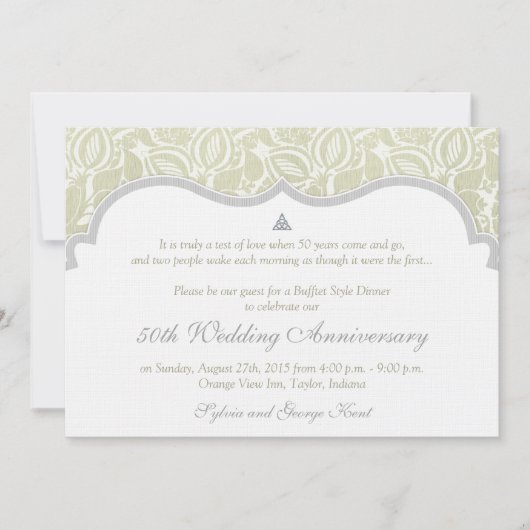 Celtic Love Knot Damask 50th Wedding Jubileum Kaart (Voorkant)