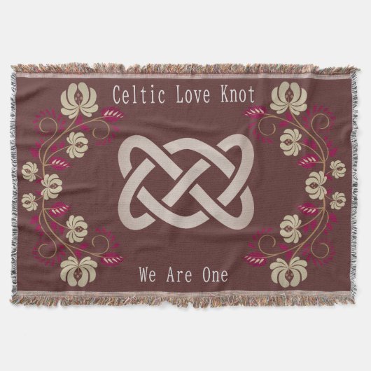 Celtic Love Knot Floral Pink Gold Deken (Voorkant)