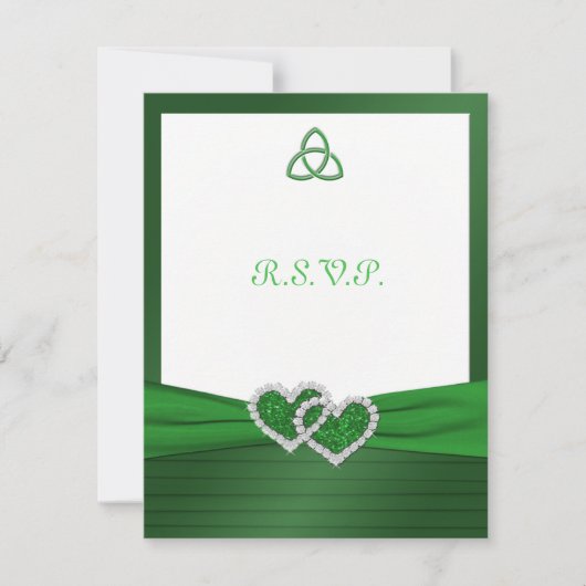 Celtic Love Knot in Emerald Green RSVP Card (Voorkant)