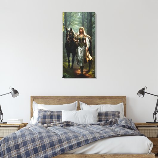 Celtic Maiden en Paard Canvas Afdruk (Insitu (Slaapkamer))