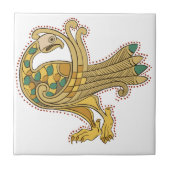 Celtic Medieval Golden Peacock Ceramic Tile Tegeltje (Voorkant)