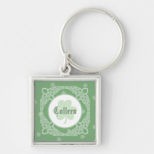 Celtic Mist Square Name Sleutelhanger - Green