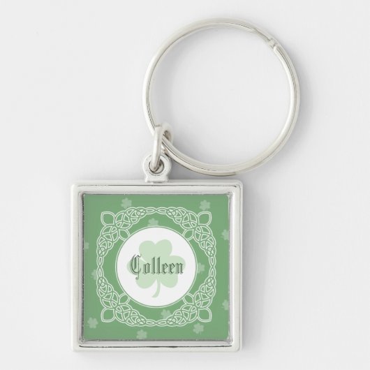 Celtic Mist Square Name Sleutelhanger - Green (Voorkant)