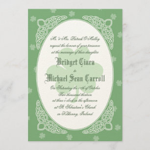 Celtic Mist Wedding Invitation - Green Kaart