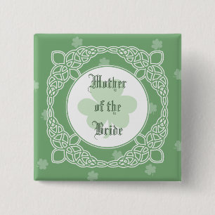 Celtic Mist Wedding Party Buttonnen - Groen Vierkante Button 5,1 Cm