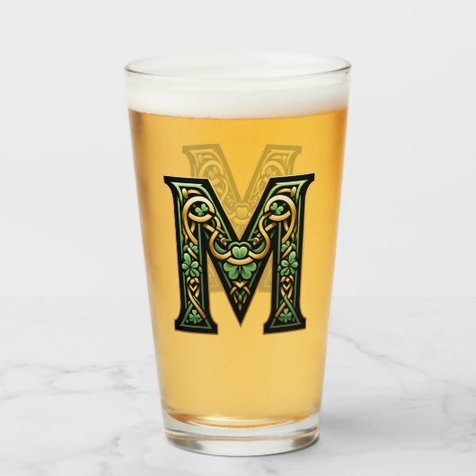 Celtic Monogram Pint Glass Glas (Voorkant gevuld)