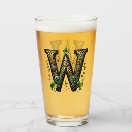 Celtic Monogram Pint Glass Glas (Voorkant gevuld)