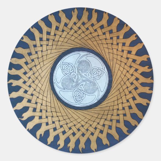 Celtic Moon Ronde Sticker (Voorkant)
