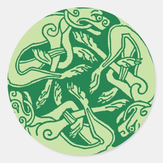 Celtic pattern with dogs - green ronde sticker (Voorkant)