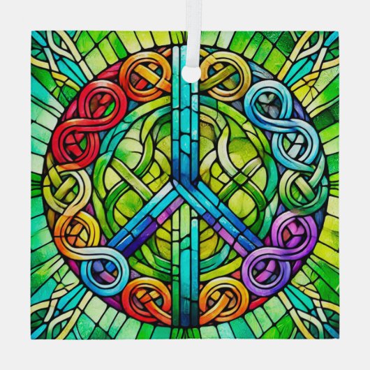 Celtic Peace Symbol Suncatcher Glass Ornament (Achterkant)