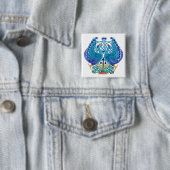 Celtic Peacocks Square Button Badge (In situ)