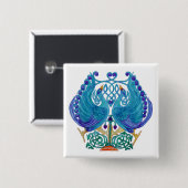 Celtic Peacocks Square Button Badge (Voorkant /achterkant)