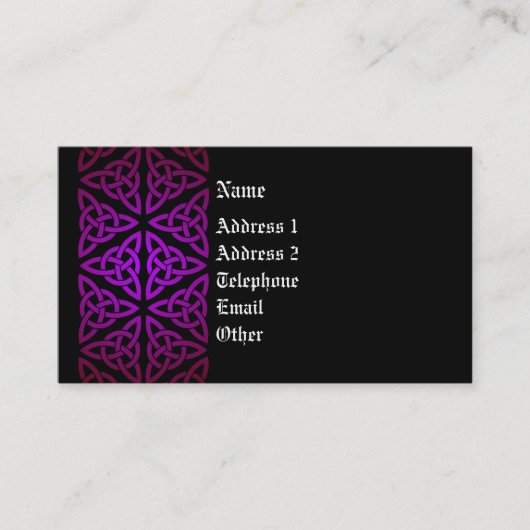 Celtic Profile Card - Paars en zwart Visitekaartje (Voorkant)